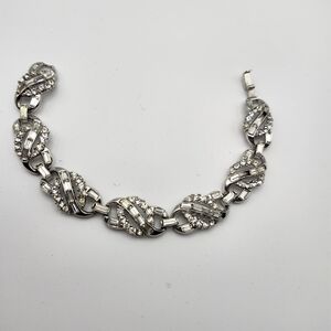 Dazzling Vintage Silver And rhinestone Trafari Bracelet